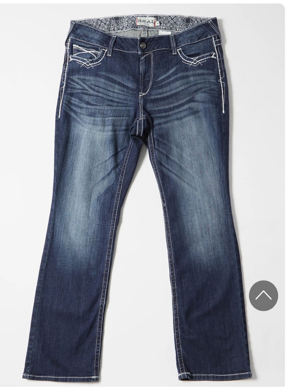 Ariat Women's Boot Cut Jeans Dark Blue Wash Embroidered Women Size 22W